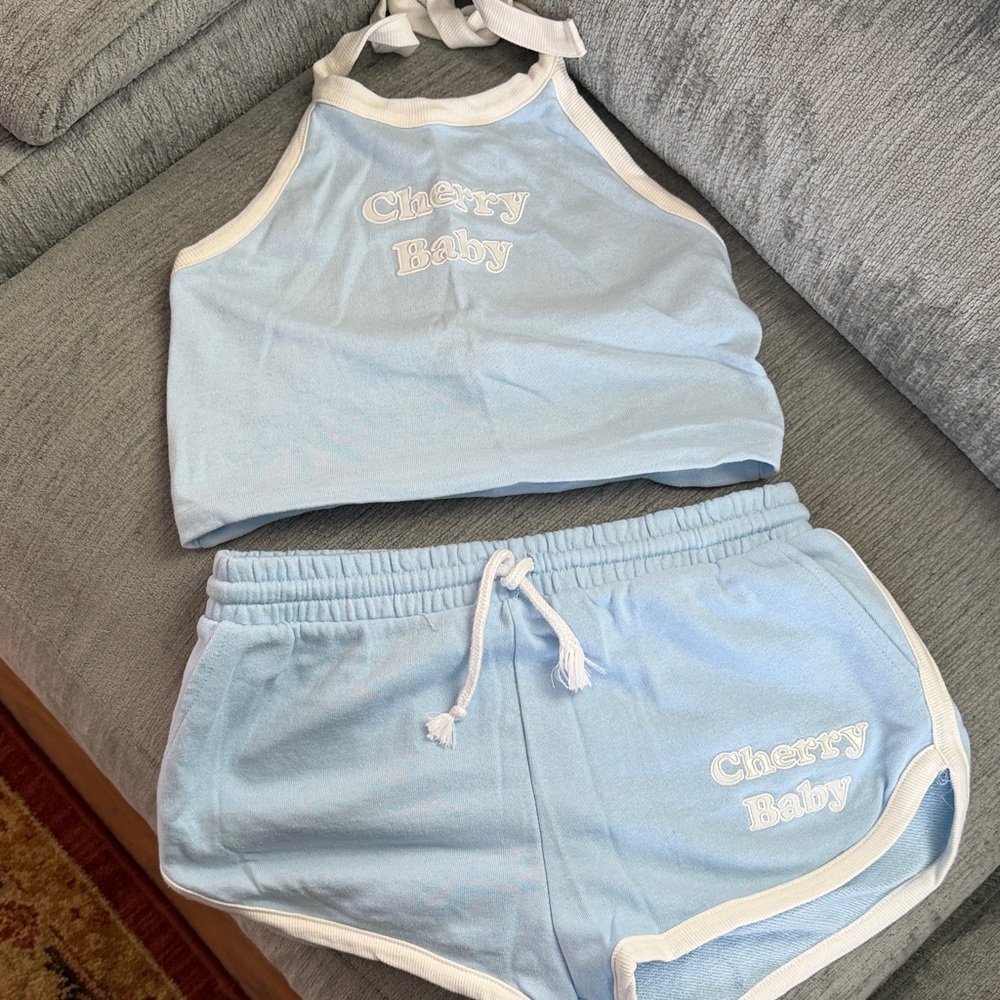 Cherry Baby Halter Top Short Set